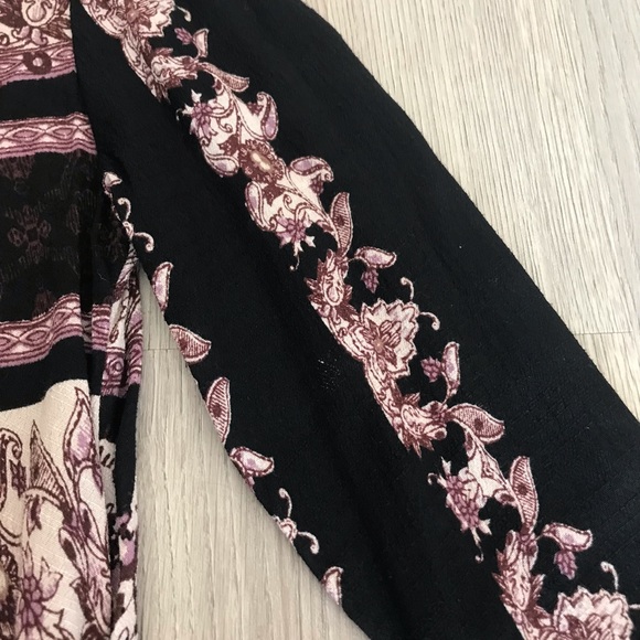 Free People Black Geometric Mini Dress Long Sleeve Open Back, XS, Festival Dress - Picture 10 of 13